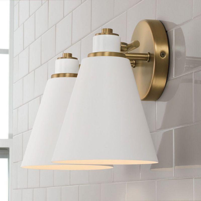 Capital Lighting Bradley 2 - Light Vanity in  Aged Brass/White