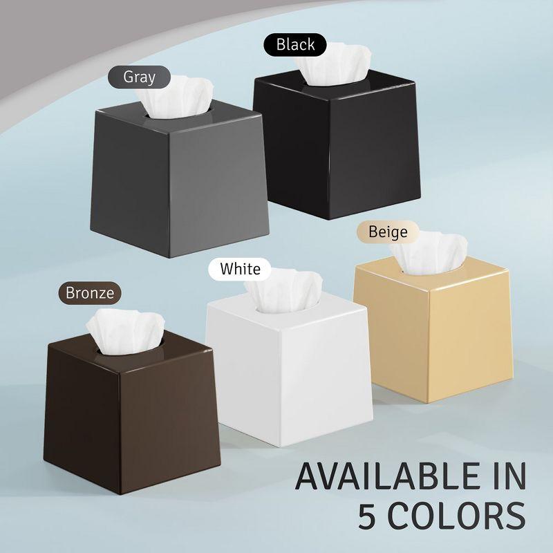 White Plastic Square Tissue Box Cover Set