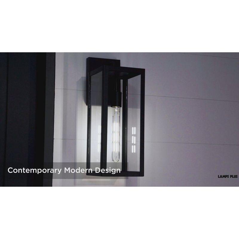 John Timberland Titan Modern Outdoor Wall Light Fixtures Set of 2 Mystic Black Rectangular Frame 17" Clear Glass for Post Exterior Barn