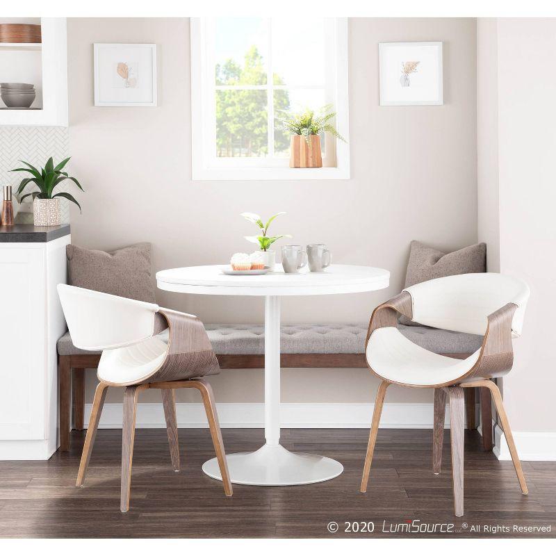 Symphony Mid-Century Modern Dining Accent Chair: Faux Leather, Wood Legs, Tufted - LumiSource