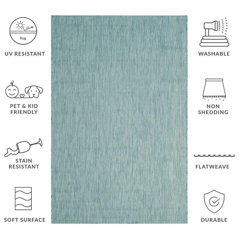 Courtyard CY8520 UV & Stain Resistant Non-Shedding Power Loomed Indoor/Outdoor Area Rug - Aqua/Aqua - 8'x10' - Safavieh