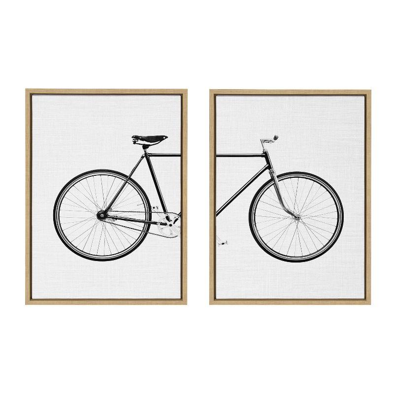 Kate and Laurel Sylvie Bicycle Framed Canvas by Simon Te of Tai Prints, 2 Piece 18x24, Natural