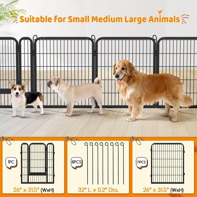 Yaheetech 8 Panels Metal Dog Playpen Dog Cat Exercise Barrier, Black