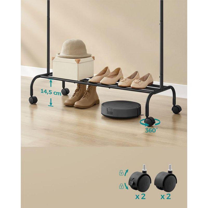 SONGMICS Clothes Rack, Clothing Rack for Hanging Clothes with Wheels, Heavy-Duty Metal Frame, Garment Rack, Clothes Storage and Display