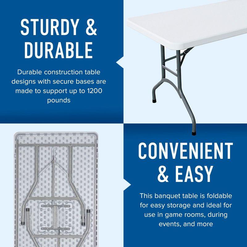 Peakform Multipurpose Banquet Table Lightweight Folding Durable Desk with Secure Base for Indoor and Outdoor Events, 6 Foot, White