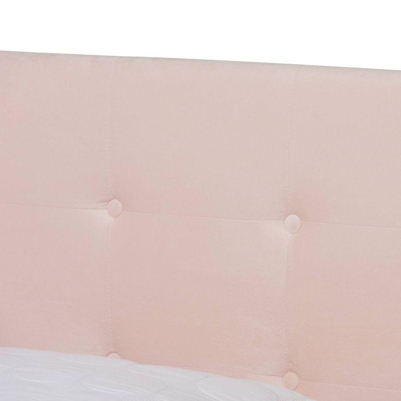 Queen Caprice Glam Velvet Fabric Upholstered Panel Bed Pink - Baxton Studio