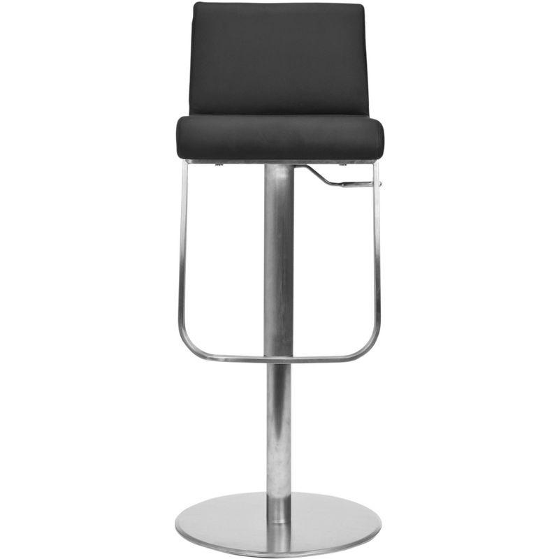 Black Adjustable Swivel Bar Stool with Stainless Steel Base