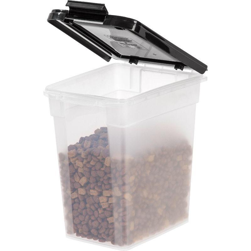 IRIS USA 10 Lbs / 12.75 Qt WeatherPro Airtight Pet Food Storage Container, Clear/Black