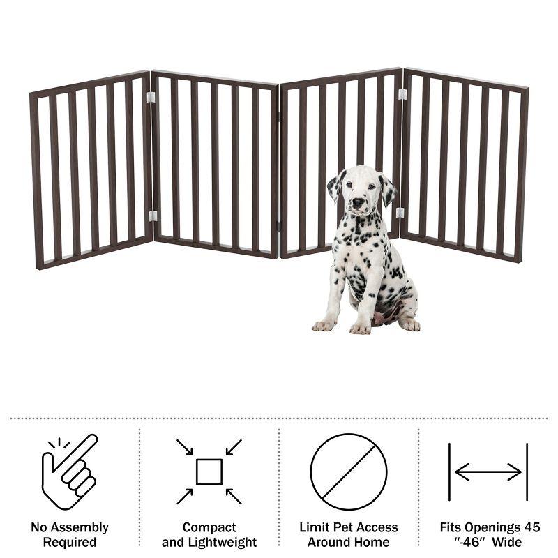 Indoor Pet Gate - 4-Panel Folding Dog Gate for Stairs or Doorways - 72x24-Inch Freestanding Pet Fence for Cats and Dogs by PETMAKER (Brown)