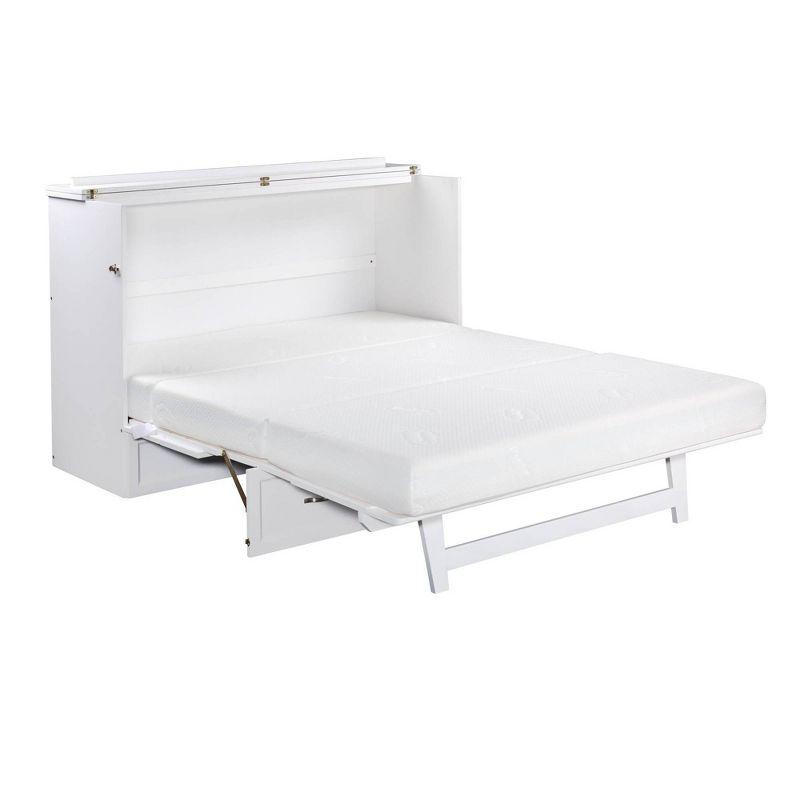 Queen Deerfield Murphy Bed Chest with Charging Station White - AFI: Space-Saving, Fold-Out Mattress, Elegant Design