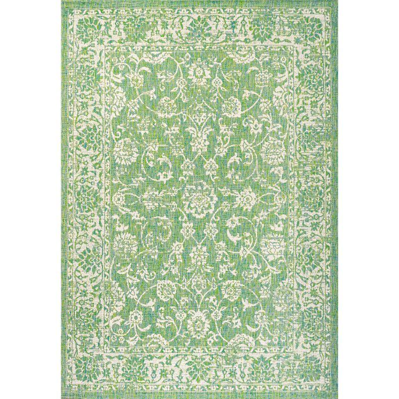 Tela Bohemian Inspired Textured Weave Floral Indoor/Outdoor Area Rug - JONATHAN Y