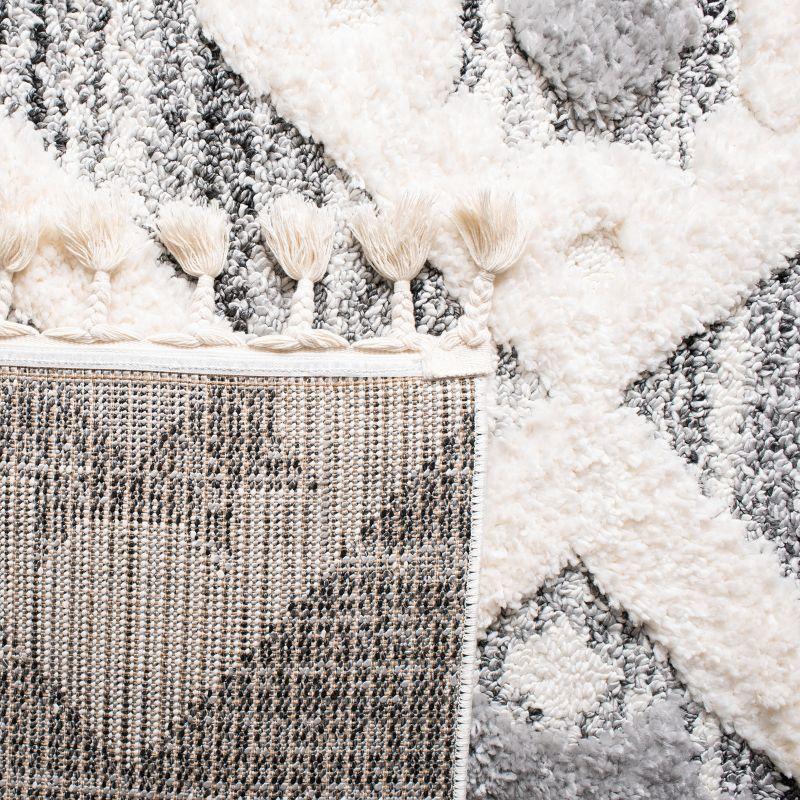 Moroccan Tassel Shag MTS664 Power Loomed Indoor Accent Rug - Grey/Ivory - 4'x4' - Safavieh