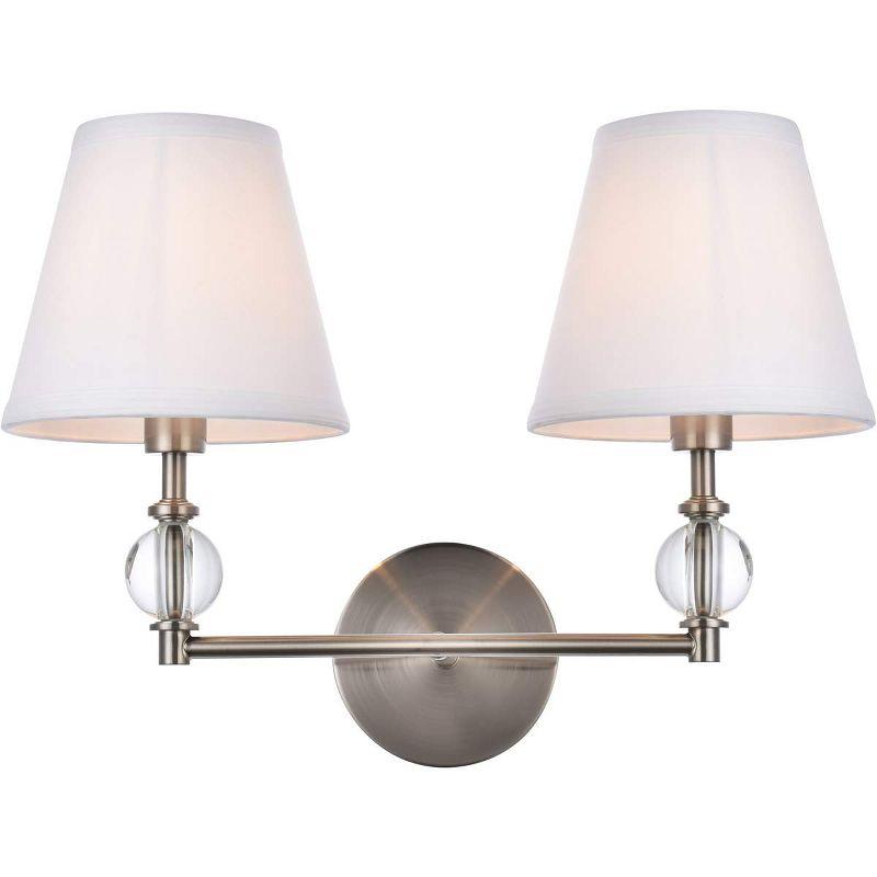 Elegant Lighting Bethany 2 lights bath sconce in satin nickel with white fabric shade