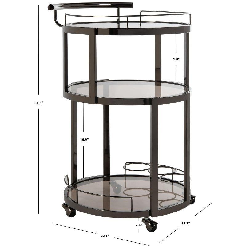 Rio 3 Tier Round Bar Cart - BCT8002B - Black Nickel/Tea - Safavieh