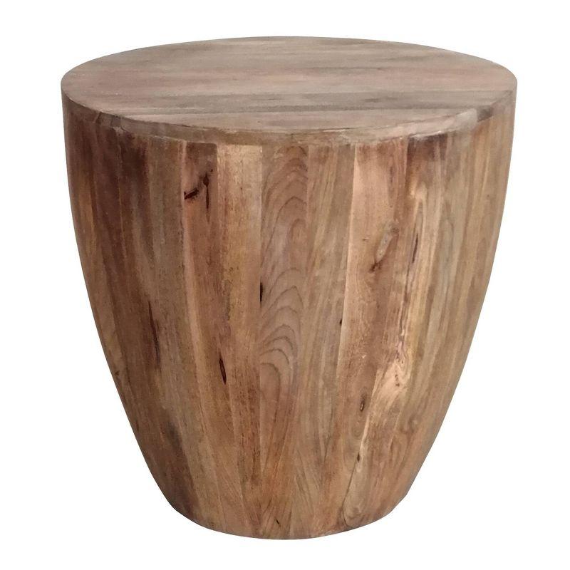 Rustic Raw Brown Mango Wood Round Side Table