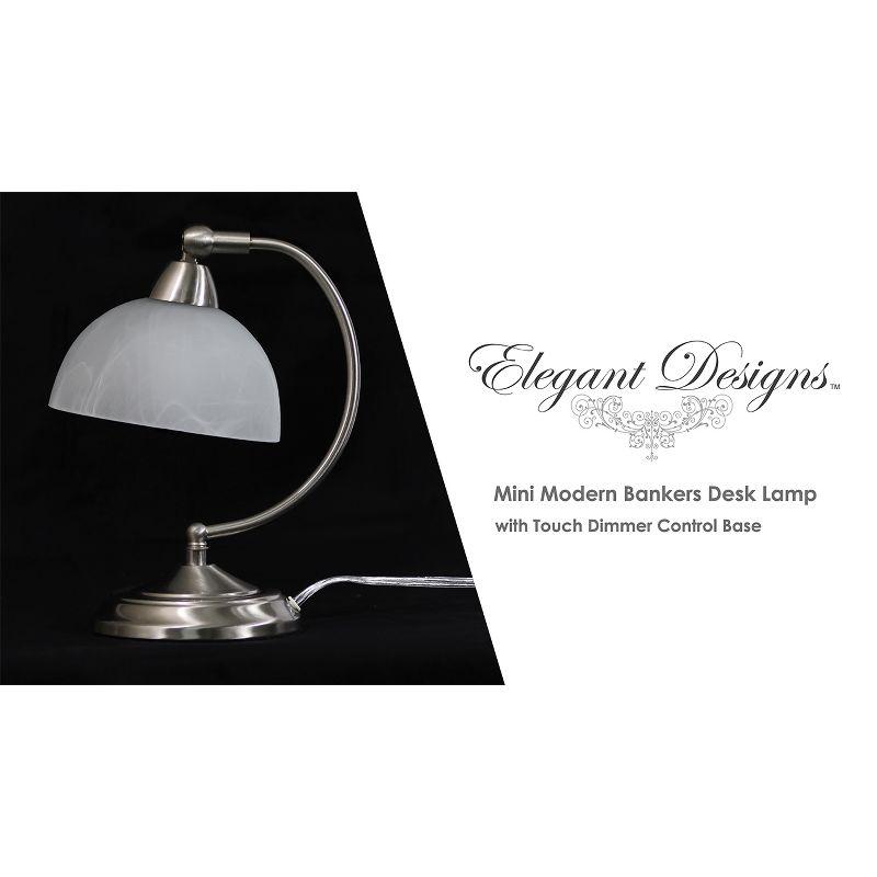 Elegant Designs Mini Modern Bankers Desk Lamp with Touch Dimmer Control Base Brushed Nickel