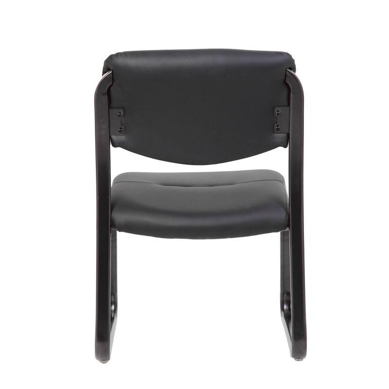 Elegant Black LeatherPlus Armless Guest Chair with Metal Sled Base