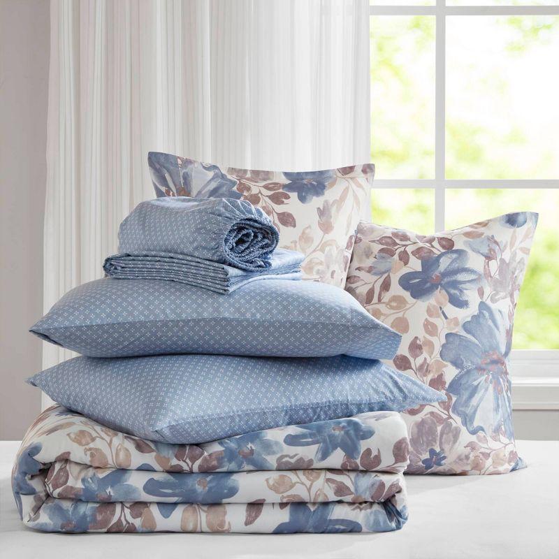 Madison Park Twin Willow Floral Comforter Set with Bed Sheet Blue