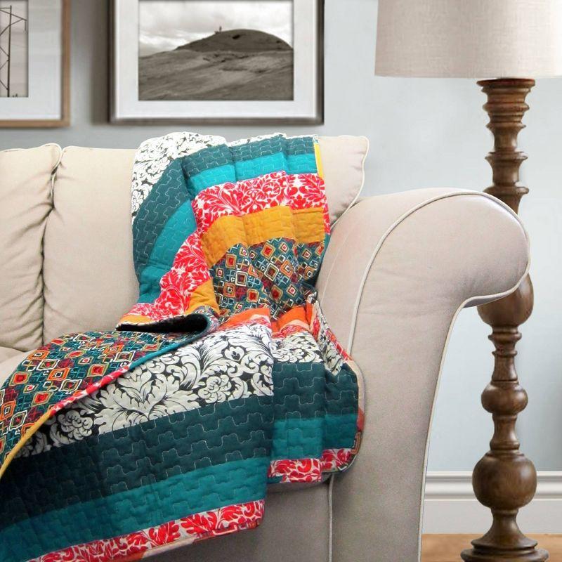 Lush Décor 50"x60" Boho Stripe Throw Blanket Turquoise/Tangerine