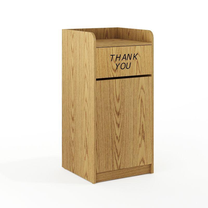 Oak Laminate Wood Tray Top Trash Receptacle