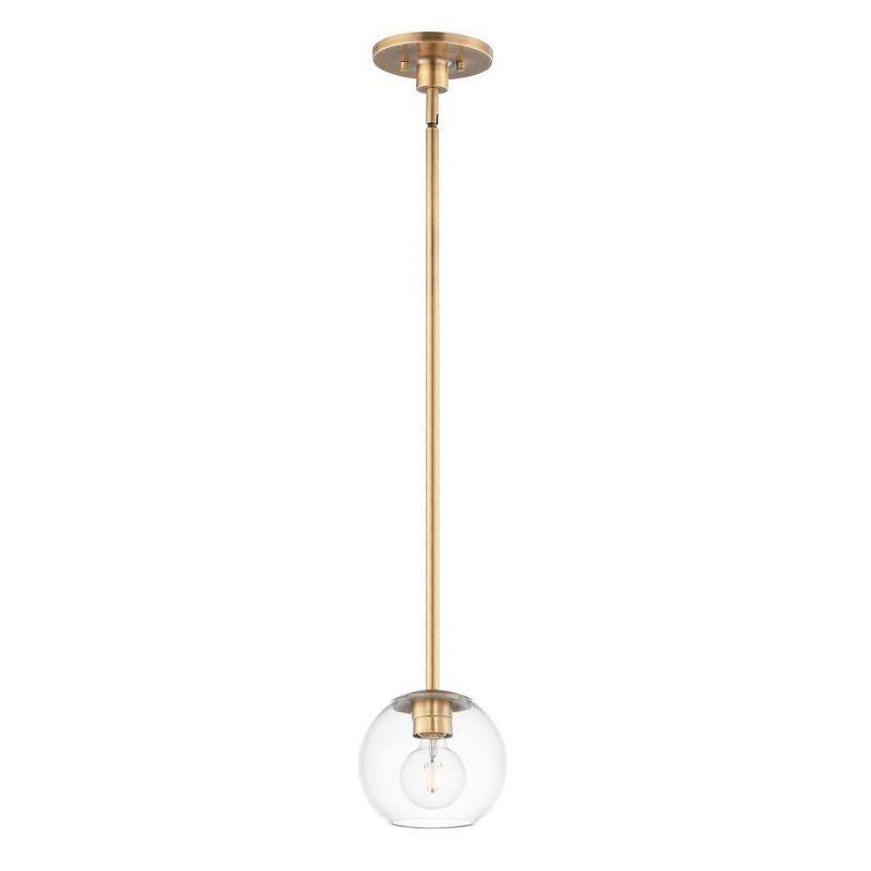 Natural Aged Brass Mini Globe Pendant Light with Clear Glass Shade