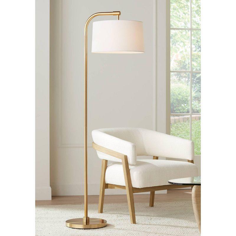 Modern Gold Arc Floor Lamp with White Shade