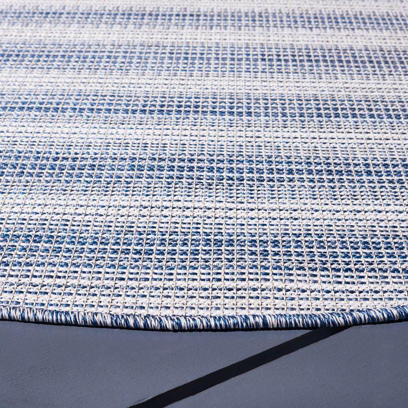 Hampton Blue Round Striped Wool and Synthetic Rug