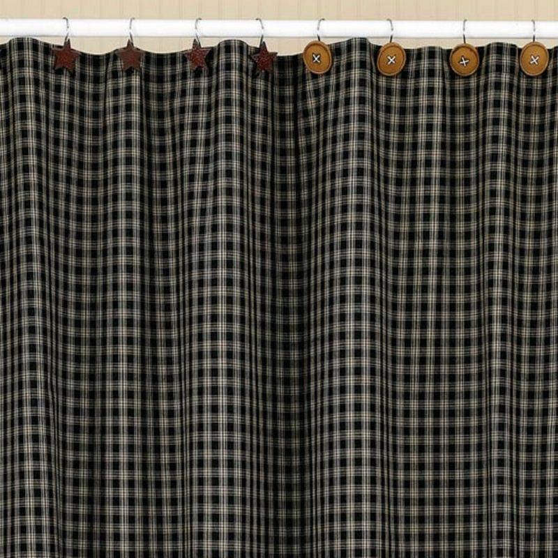 Sturbridge Black and Tan Plaid Cotton Shower Curtain