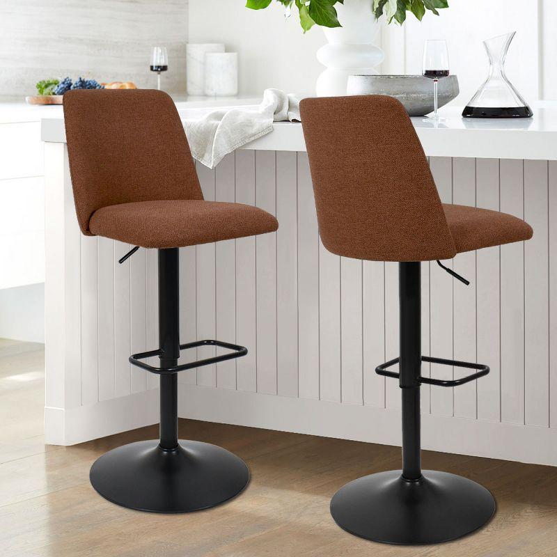 Terra Orange Adjustable Height Swivel Bar Stools with Metal Base