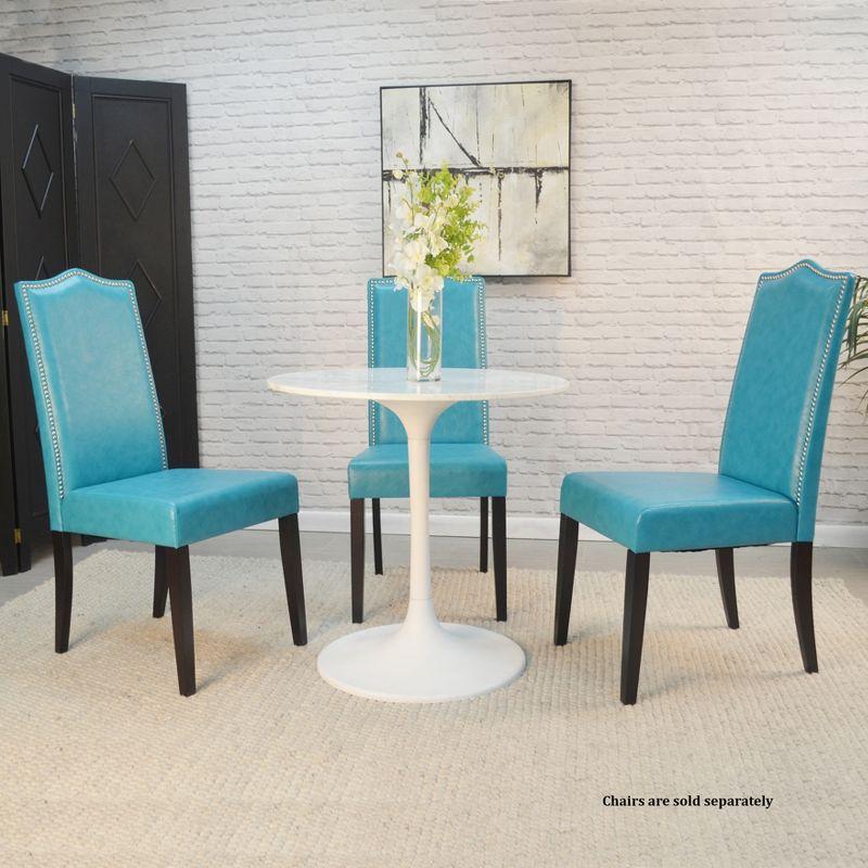 Carolina Living 30" Zaha Round Marble Top Dining Table White