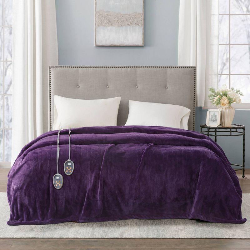 Full Size Purple Plush Heated Winter Blanket