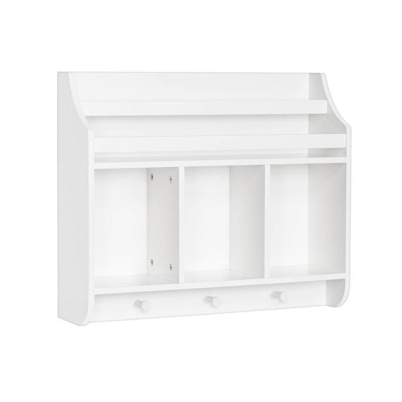 Book Nook Kids Wall Shelf with Cubbies and Bookrack - White