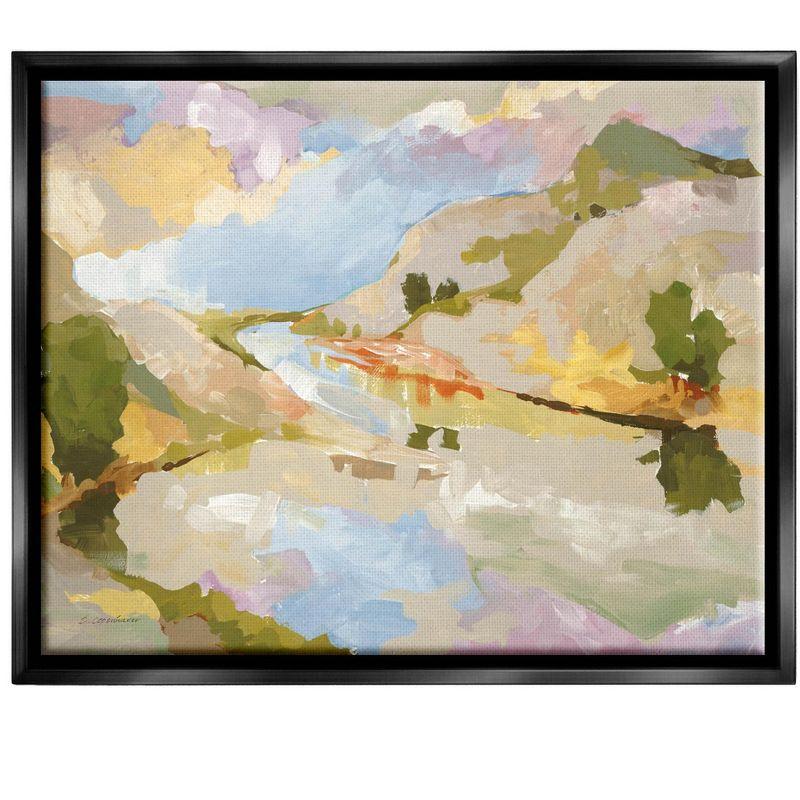 Abstract Mountain Reflection Canvas Print with Black Frame