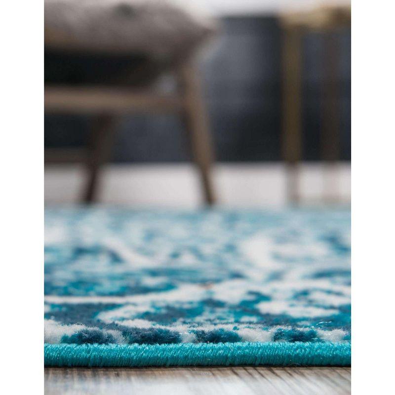 Reversible Easy-Care Turquoise Synthetic 6' x 9' Rectangular Rug