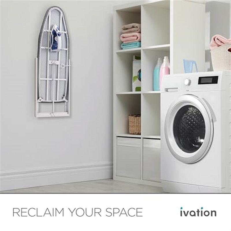 Ivation Wall Mounted Ironing Board, 36.2” x 12.2” Fold Down Iron Board with Iron Holder