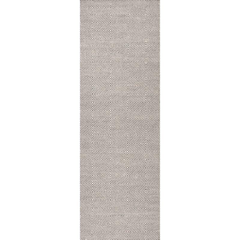 Nuloom Ago Diamond 2x6 Wool Runner Indoor Area Rug for Living Room Bedroom Dining Room Entryway Hallway Kitchen, Ivory