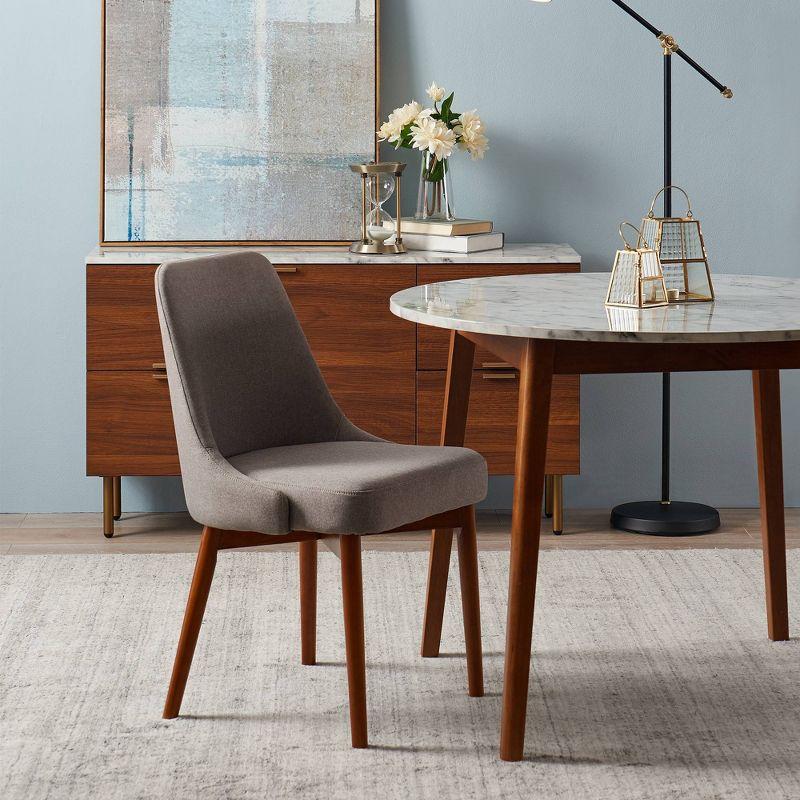 Ashton Round Dining Table with Faux Marble Top Solid Wood Leg Walnut - Teamson Home