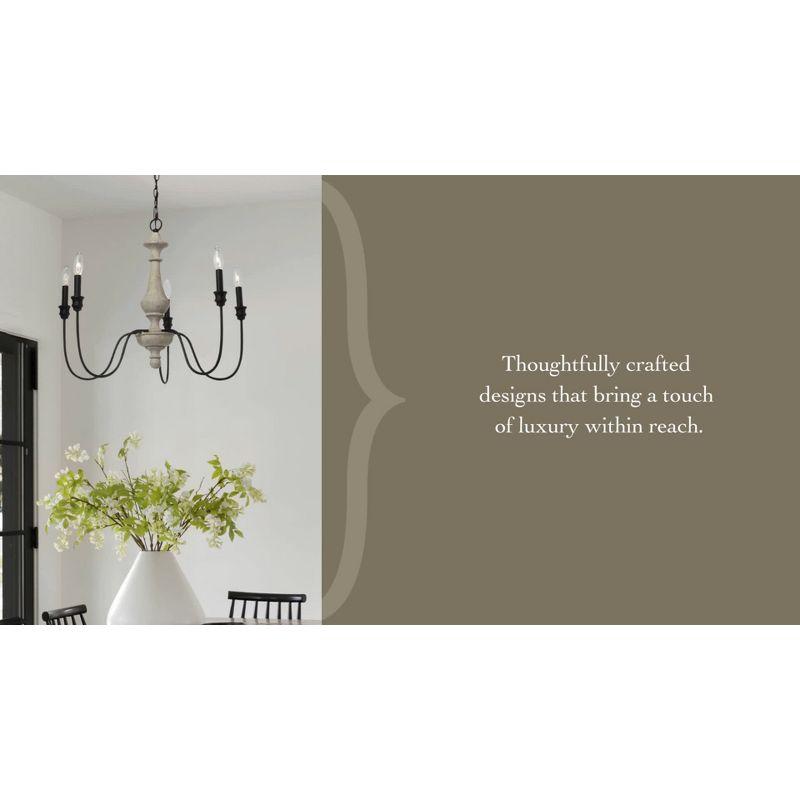 Matte Black Metal and Frosted Glass 5-Light Linear Chandelier