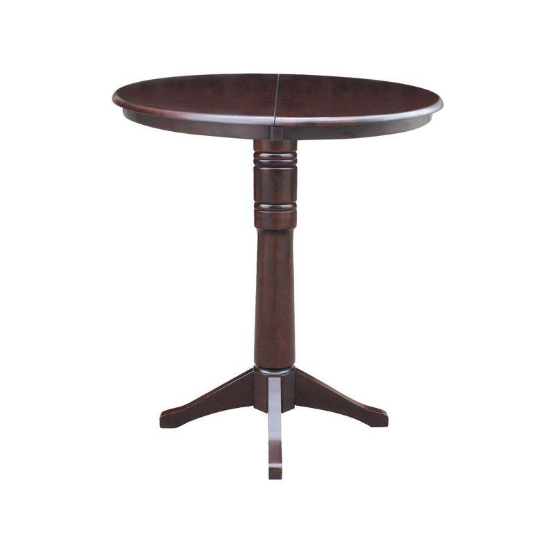 Espresso Round Wood Extendable Counter Height Dining Table