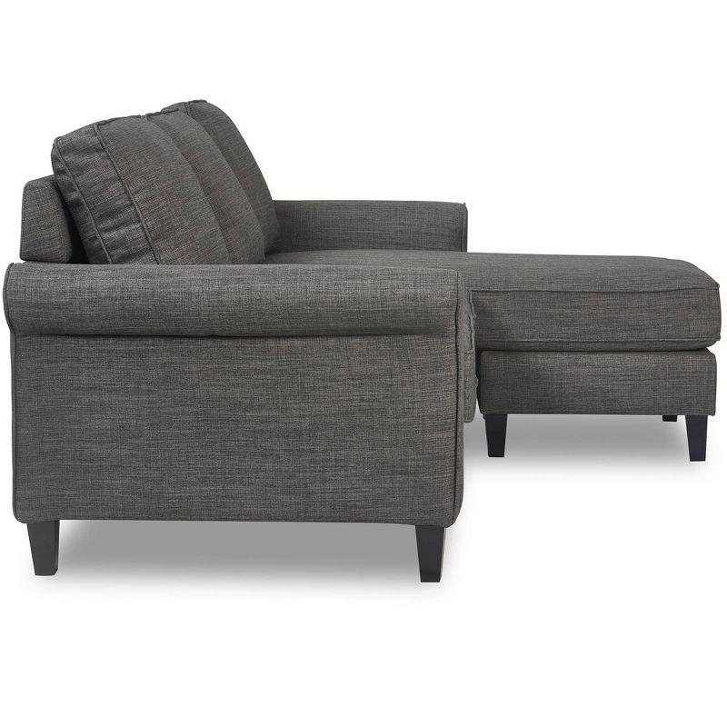 Harmon Dark Gray Microfiber Mid-Century Modern Sectional Sofa