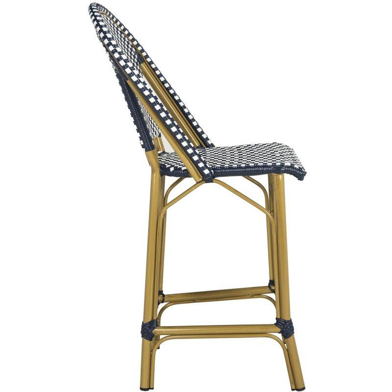 Gresley Counter Stool - Indoor/Outdoor - PAT4019 - Navy/White - Safavieh