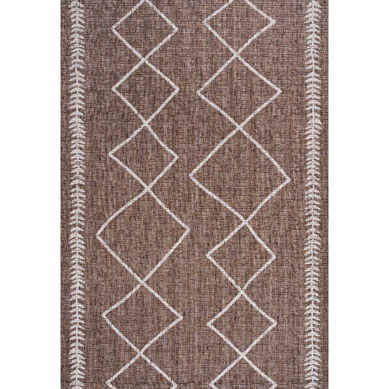 8' X 10' Derya Diamond Trellis Indoor/Outdoor Area Rug, Brown/Beige - JONATHAN Y