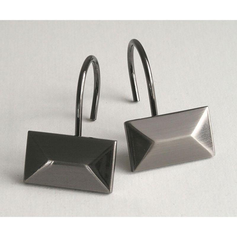 Home Mart Goods 12 Piece Set - Satin Nickel Heavy Duty Shower Rectangle Curtain Hooks Rings Rustproof Metal