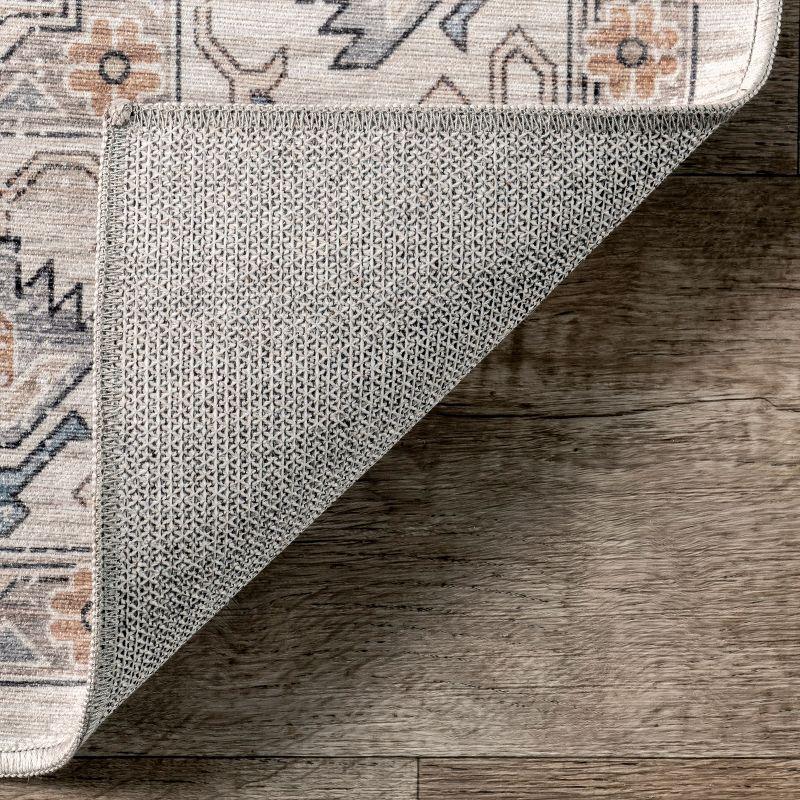Nuloom Darby Persian Spill Proof Treated Pet Friendly Premium Machine Washable Area Rug, Square 6' x 6', Beige