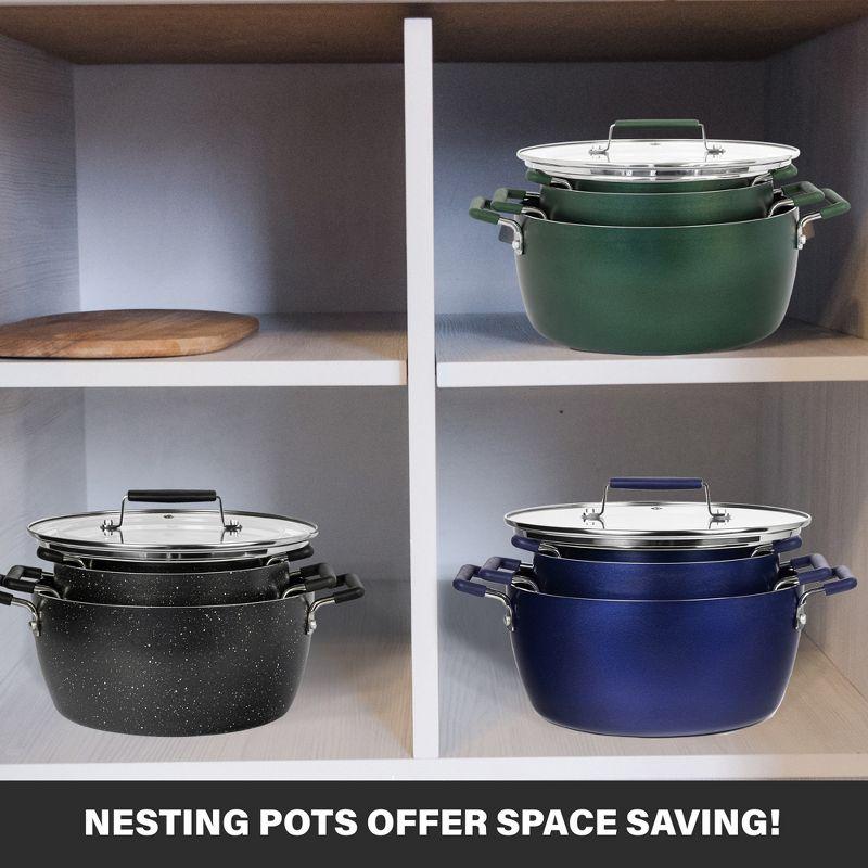 Granitestone Granitestone 6 Piece Stackable Nonstick Nesting Pots with Lids, Dishwasher Safe