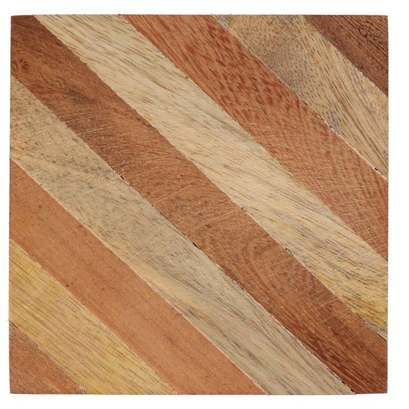 Striped Multitone Wood 4" Square Coaster Set of 4