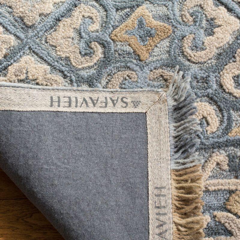 Blossom BLM420 Hand Tufted Area Rug - Light Beige/Blue - 6'x6' - Safavieh.