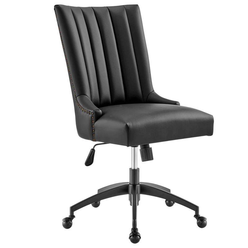 Modway Empower Channel Tufted Vegan Leather Office Chair Black: Metal Frame, Adjustable Height, Modern Style