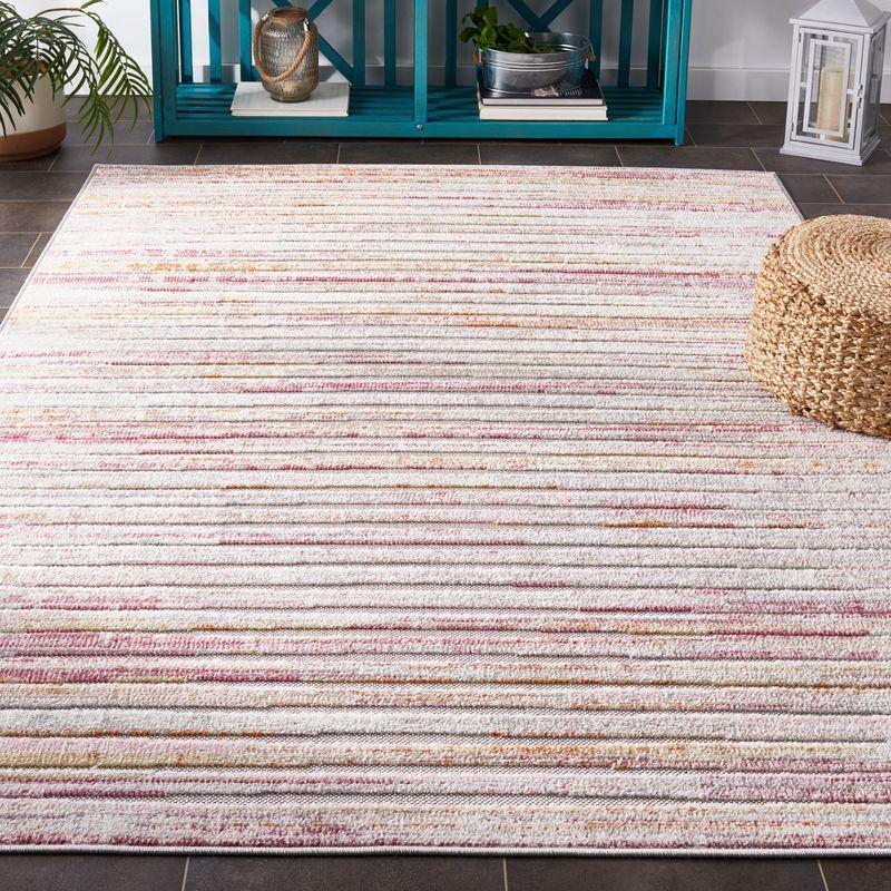 Reversible Ivory Geometric Easy-Care Synthetic Area Rug 5'3" x 7'6"