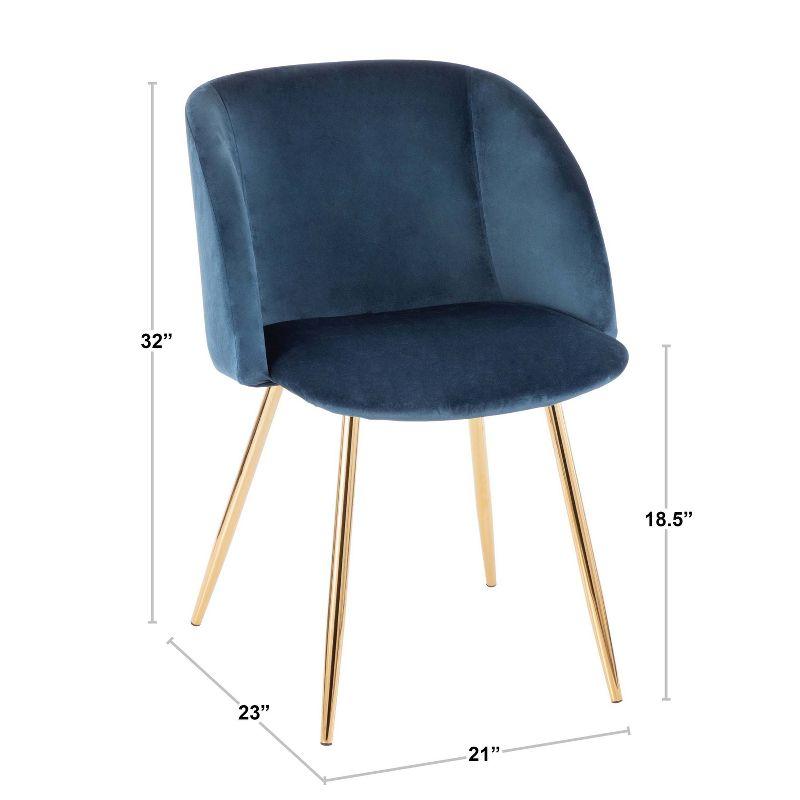 Set of 2 Fran Contemporary Dining Chairs Steel/Velvet Gold/Light Blue - LumiSource: Padded Bucket Seat, Metal Legs
